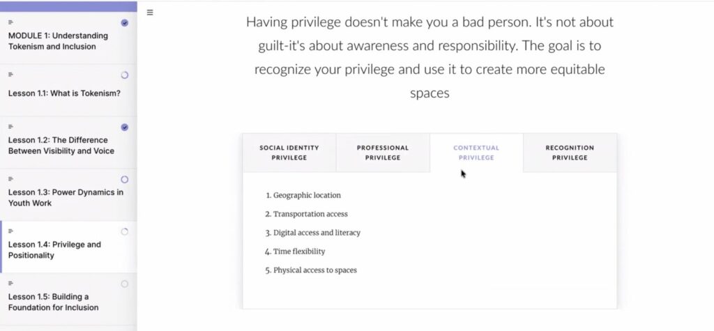 Lesson 1.4 of the TOKENISM eLearning course on privilege and positionality